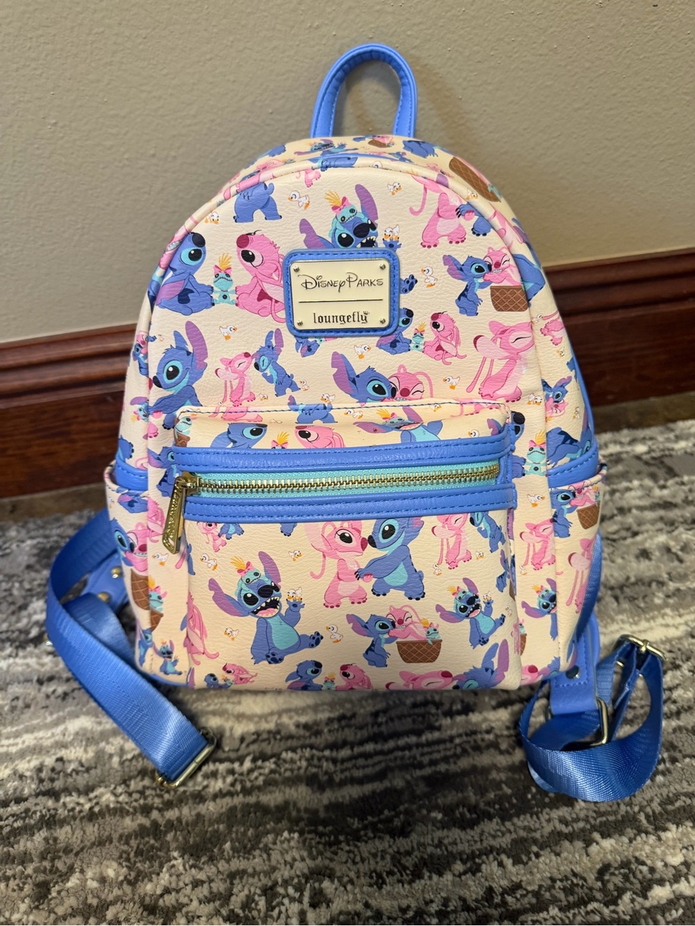 Loungefly Disney Parks Mini Backpack in Pink and Blue Stitch Print